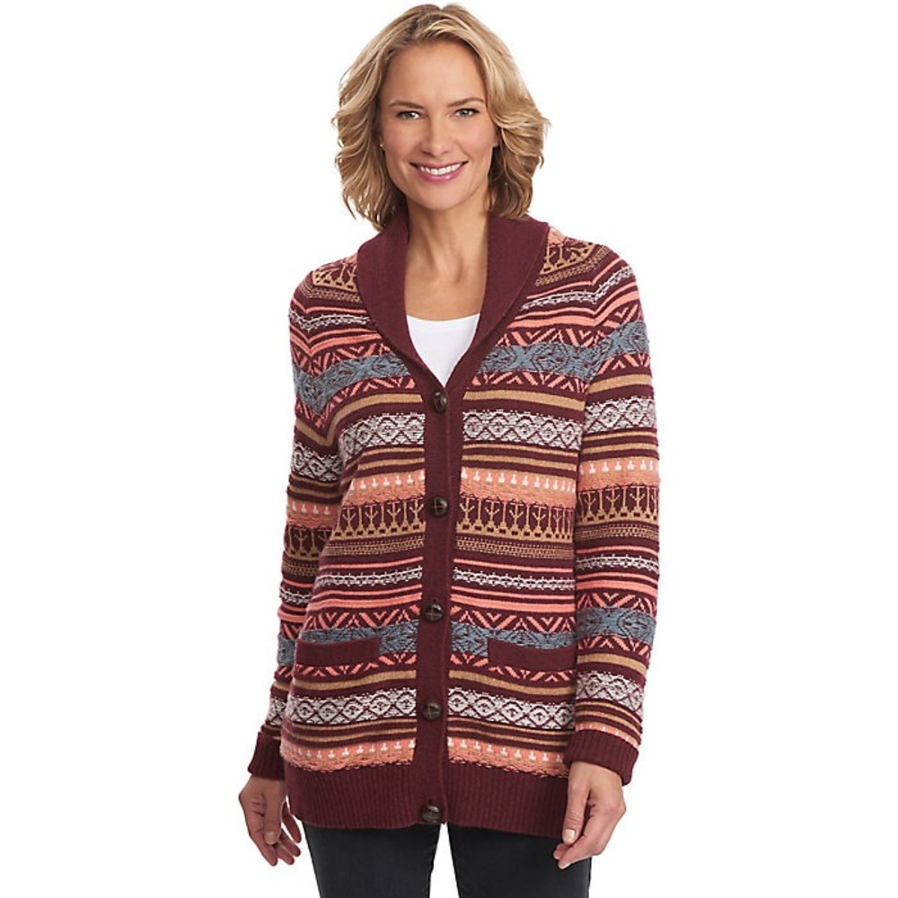 NWT WOOLRICH Cardigan Sweater Blazing Star Fair Isle Warm Cozy